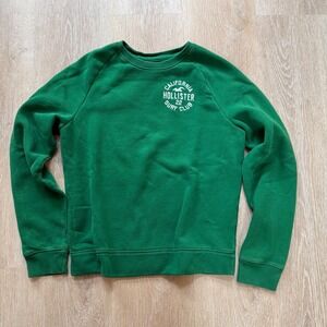 Hollister California Green Logo Crewneck Sweatshirt Mens Size Large